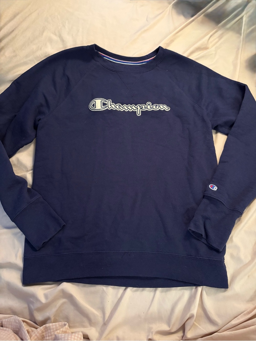 Champion Navy Crewneck Sweatshirt with embroidered logo